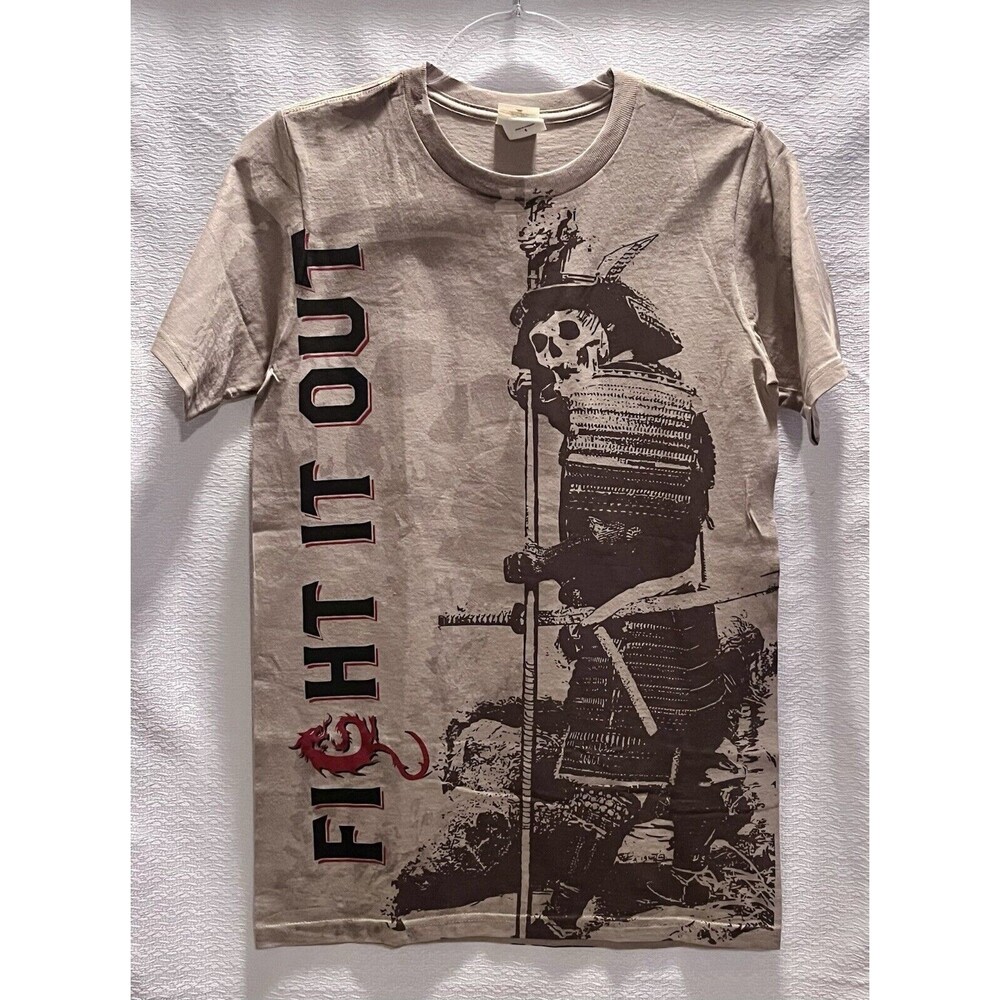 NEW Fight it Out Skeleton Dragon Graphic T Shirt Adult L Warrior Comic Metal MMA
